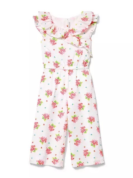Janie And Jack Swiss Dot Floral Jumpsuit 2t White Summer